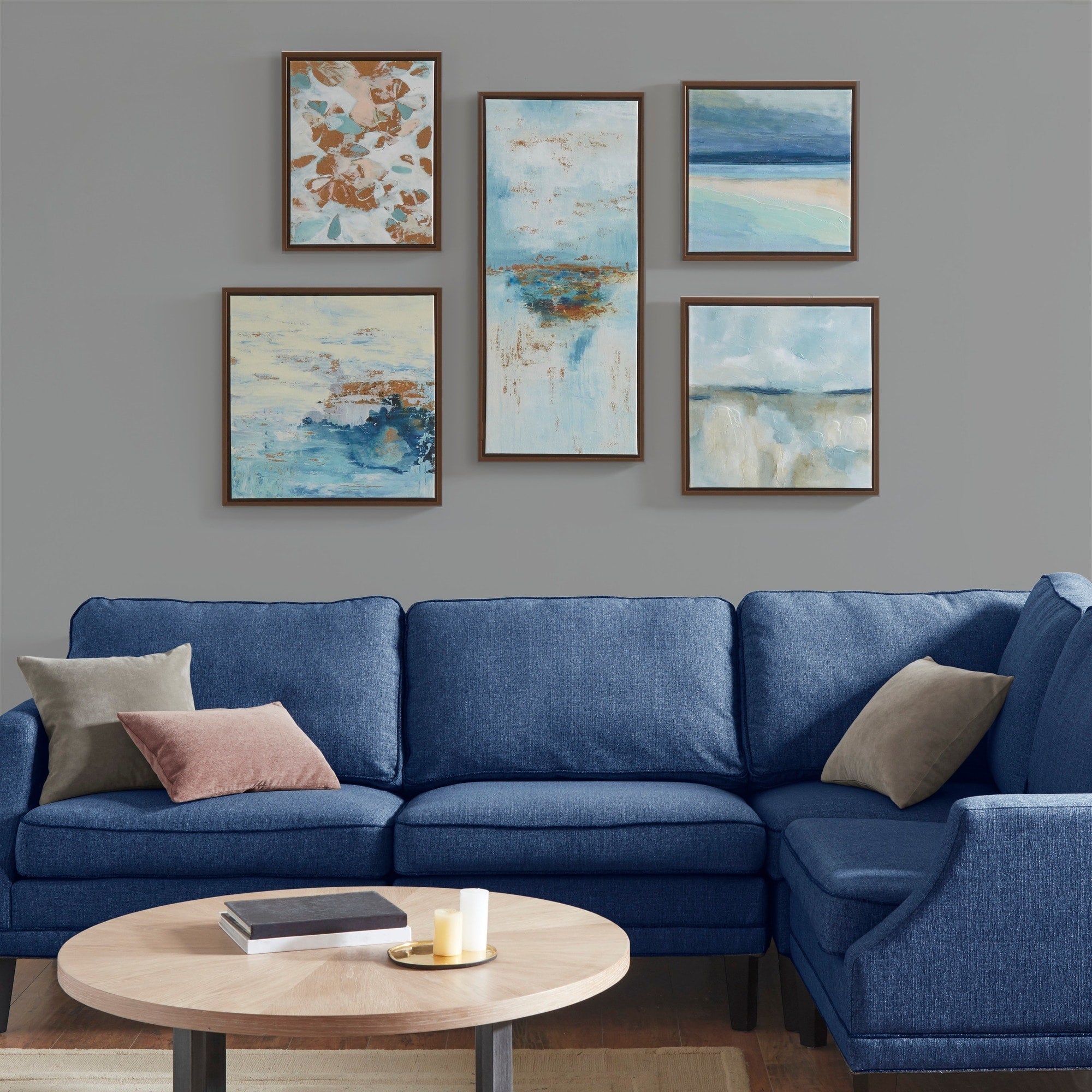 Ensemble de 5 toiles encadrées Madison Park Blue Horizon