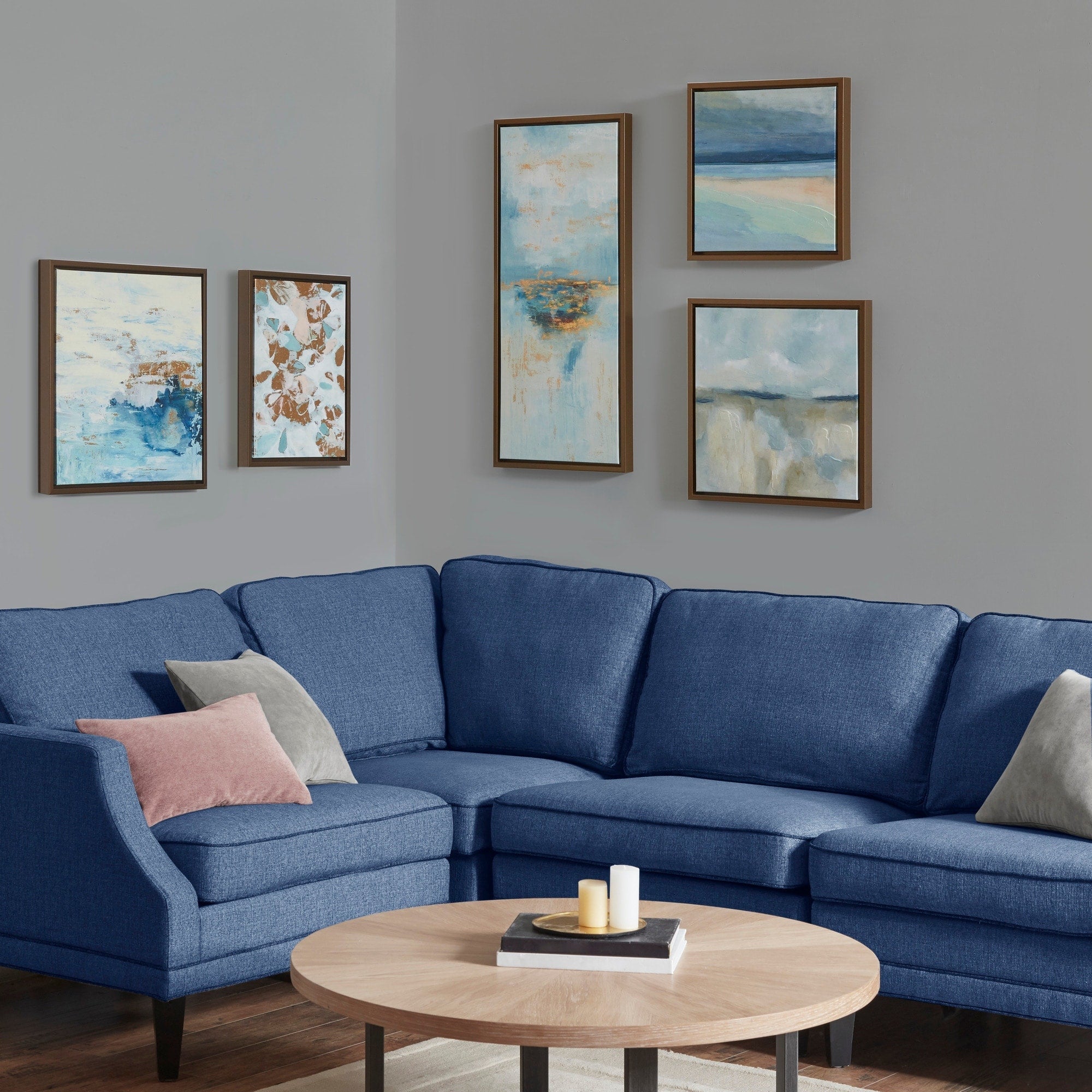 Ensemble de 5 toiles encadrées Madison Park Blue Horizon