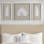 Madison Park Sabal Ensemble de 3 décorations murales encadrées en papier de riz fait main Motif feuilles de palmier