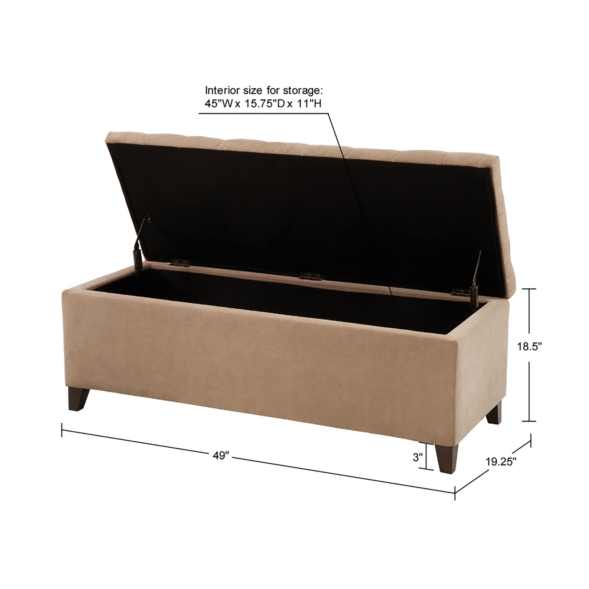 Banc de rangement rembourré à plateau capitonné Madison Park Sasha