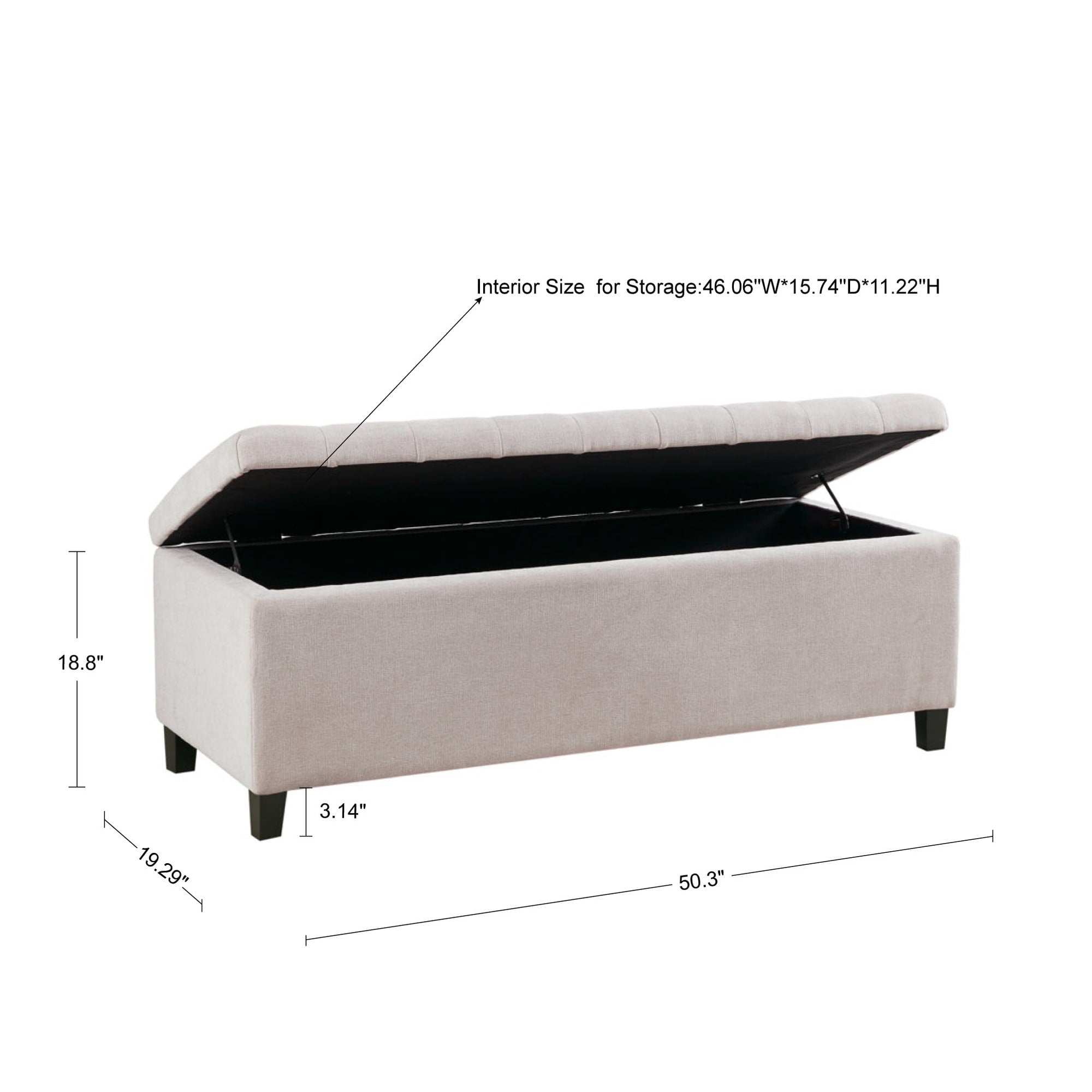 Banc de rangement rembourré à plateau capitonné Madison Park Sasha