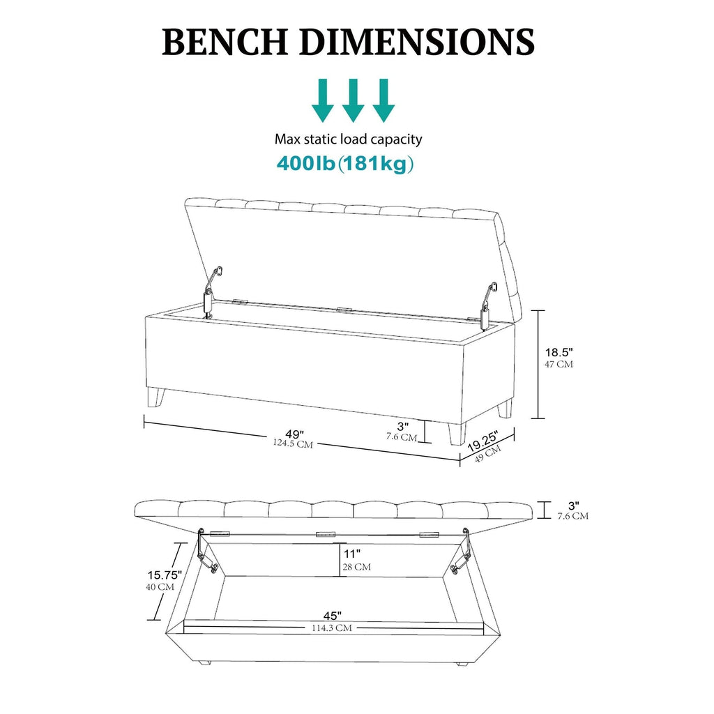 Banc de rangement rembourré à plateau capitonné Madison Park Sasha