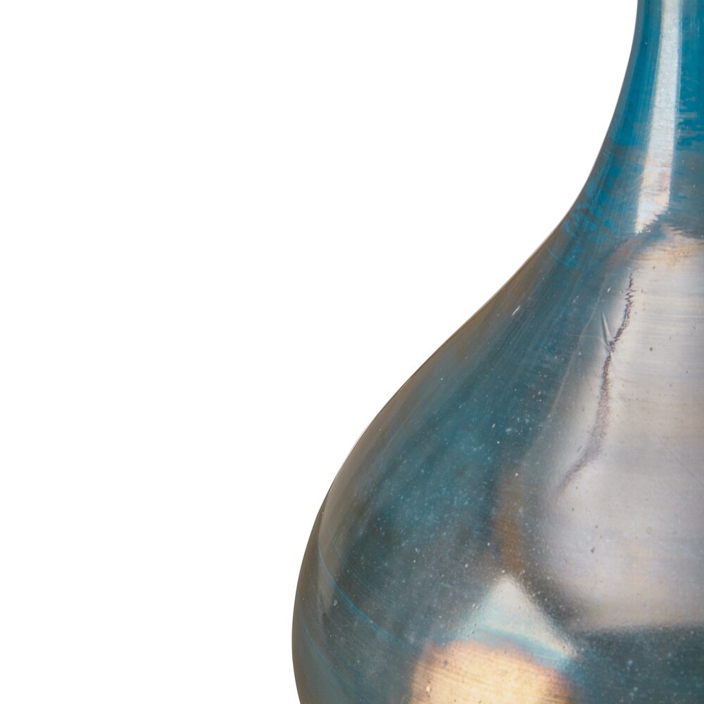 Ensemble de 3 vases décoratifs en verre bleu Aurora et bronze Madison Park Signature