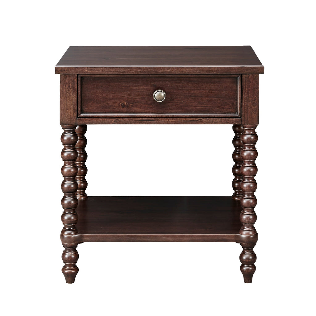 Table de chevet Madison Park Signature Beckett en bois tourné avec tiroir et étagère