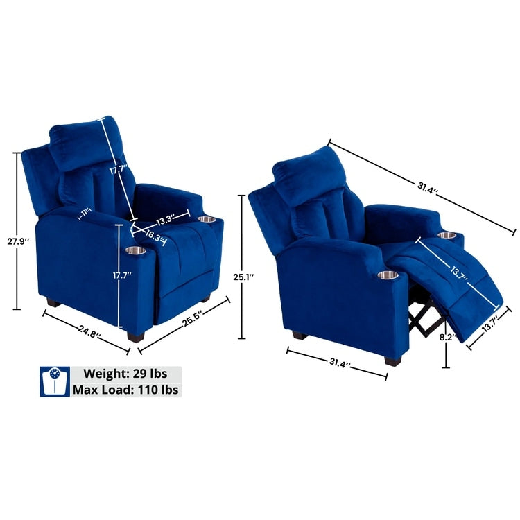 Sièges magiques pour princesses super-héros, fauteuil inclinable super luxueux pour enfants avec repose-pieds, appui-tête et 2 porte-gobelets