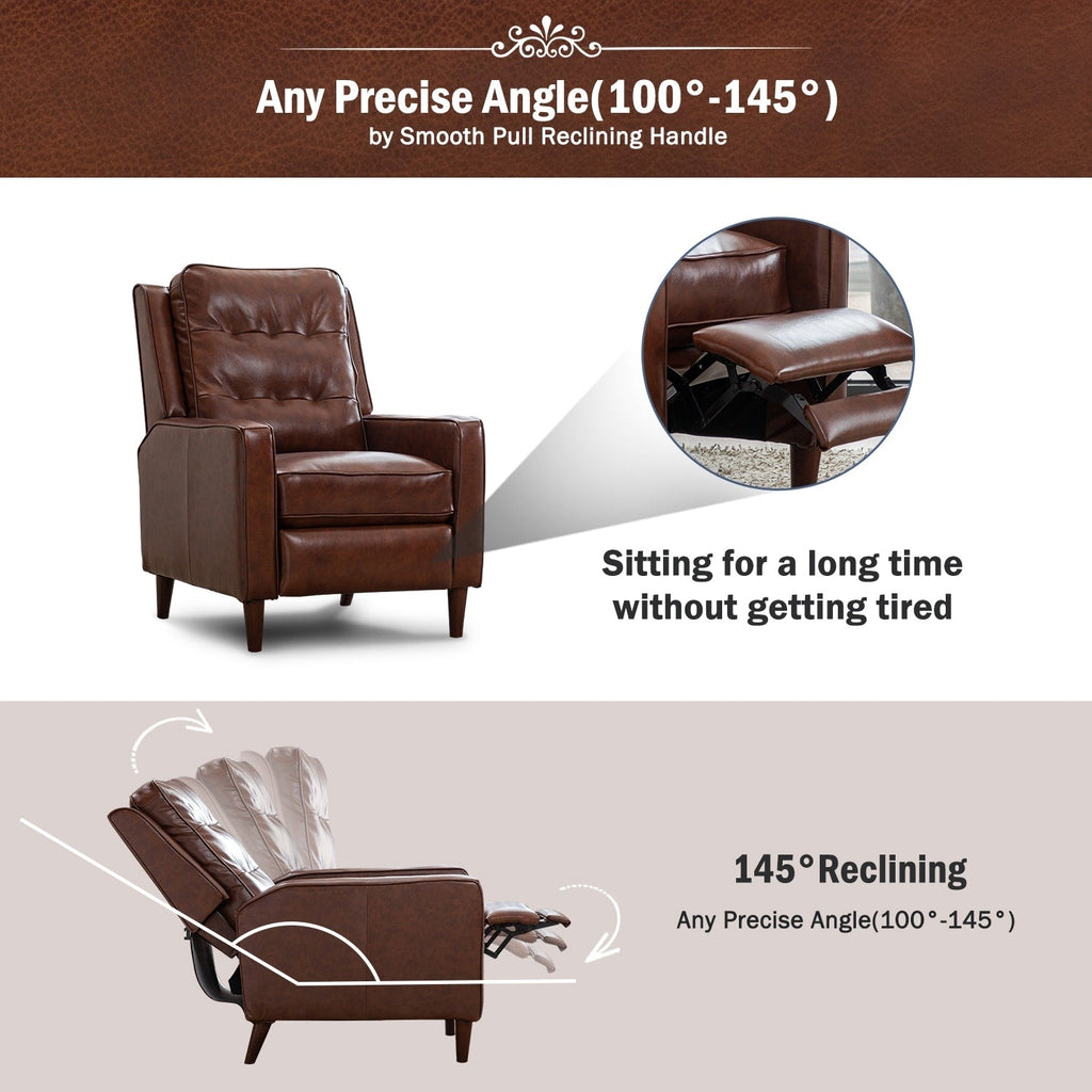 Fauteuil inclinable à dossier relevable, fauteuil en tissu avec décoration rivetée, fauteuil d'appoint simple