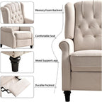 Fauteuil inclinable à dossier relevable, fauteuil en tissu avec décoration rivetée, fauteuil d'appoint simple