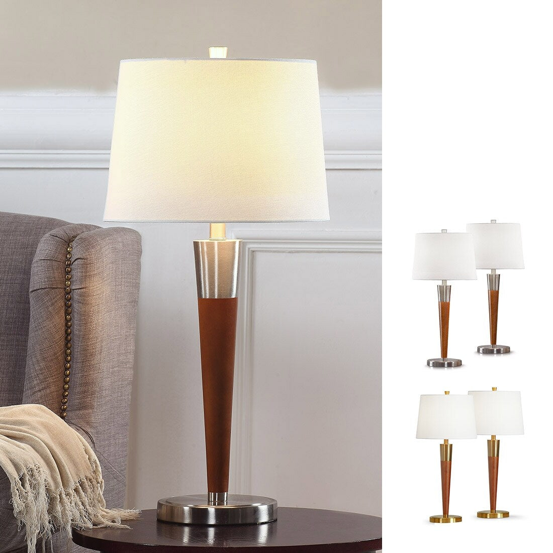 Lampes de table en bois dur Manhattan 30 (lot de 2)
