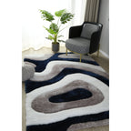 Tapis à poils longs Mateos au design abstrait