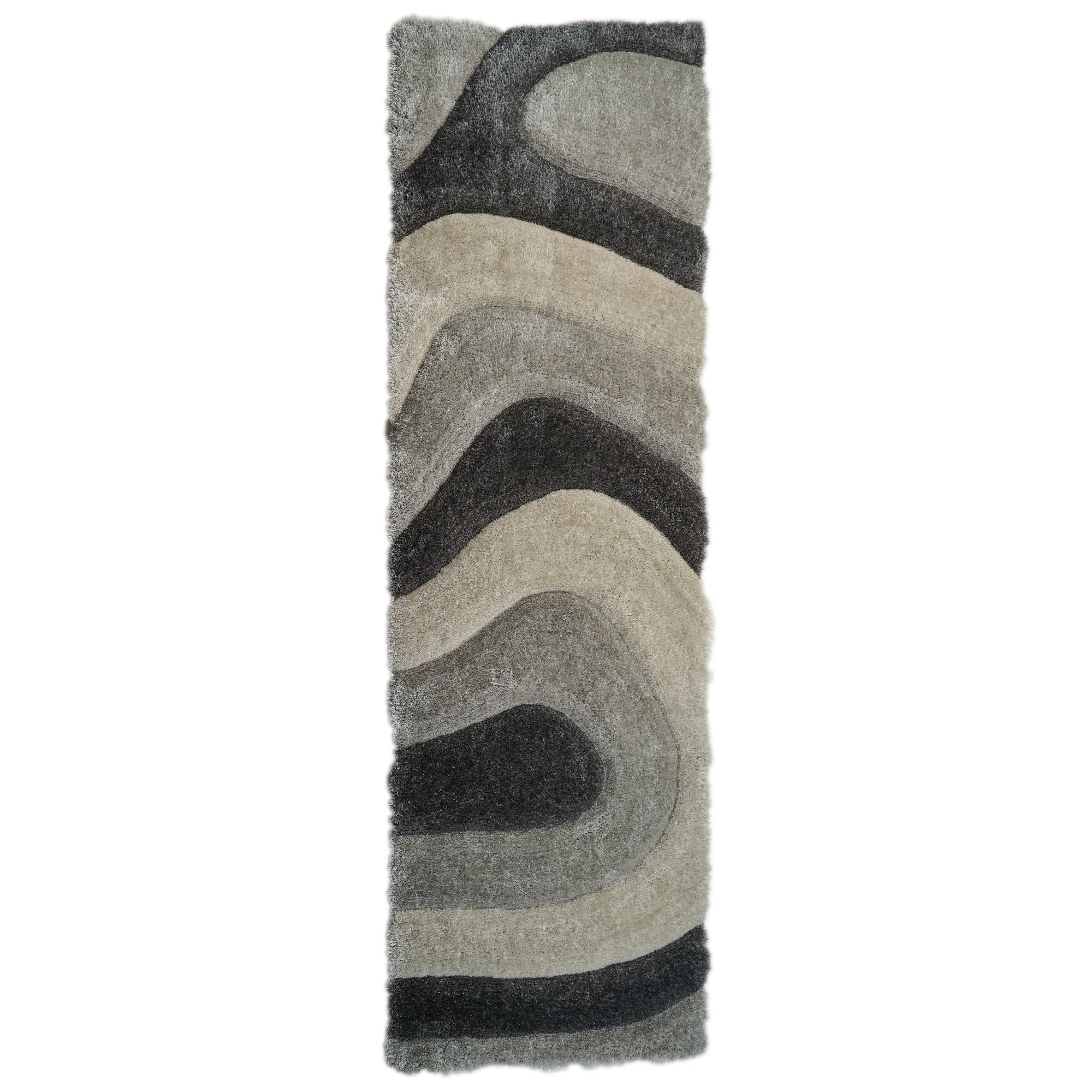 Tapis à poils longs Mateos au design abstrait