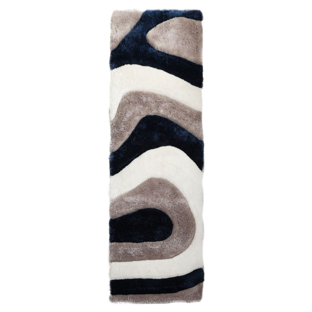 Tapis à poils longs Mateos au design abstrait