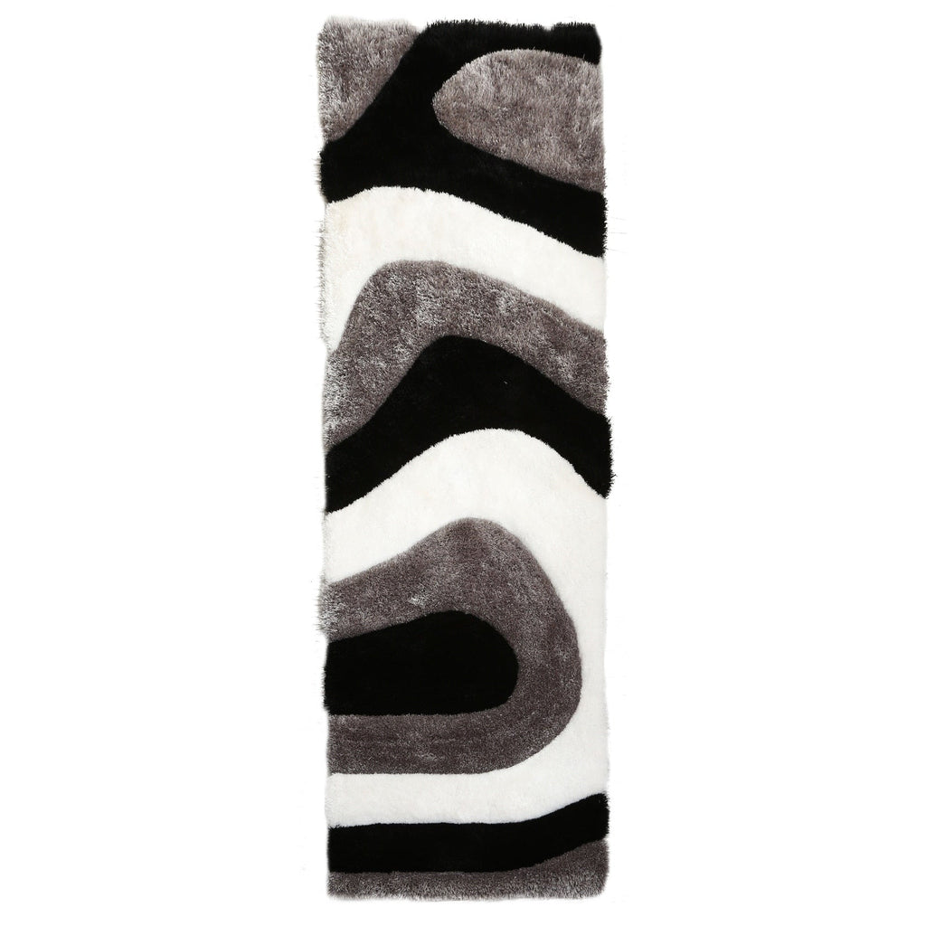Tapis à poils longs Mateos au design abstrait