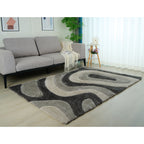 Tapis à poils longs Mateos au design abstrait