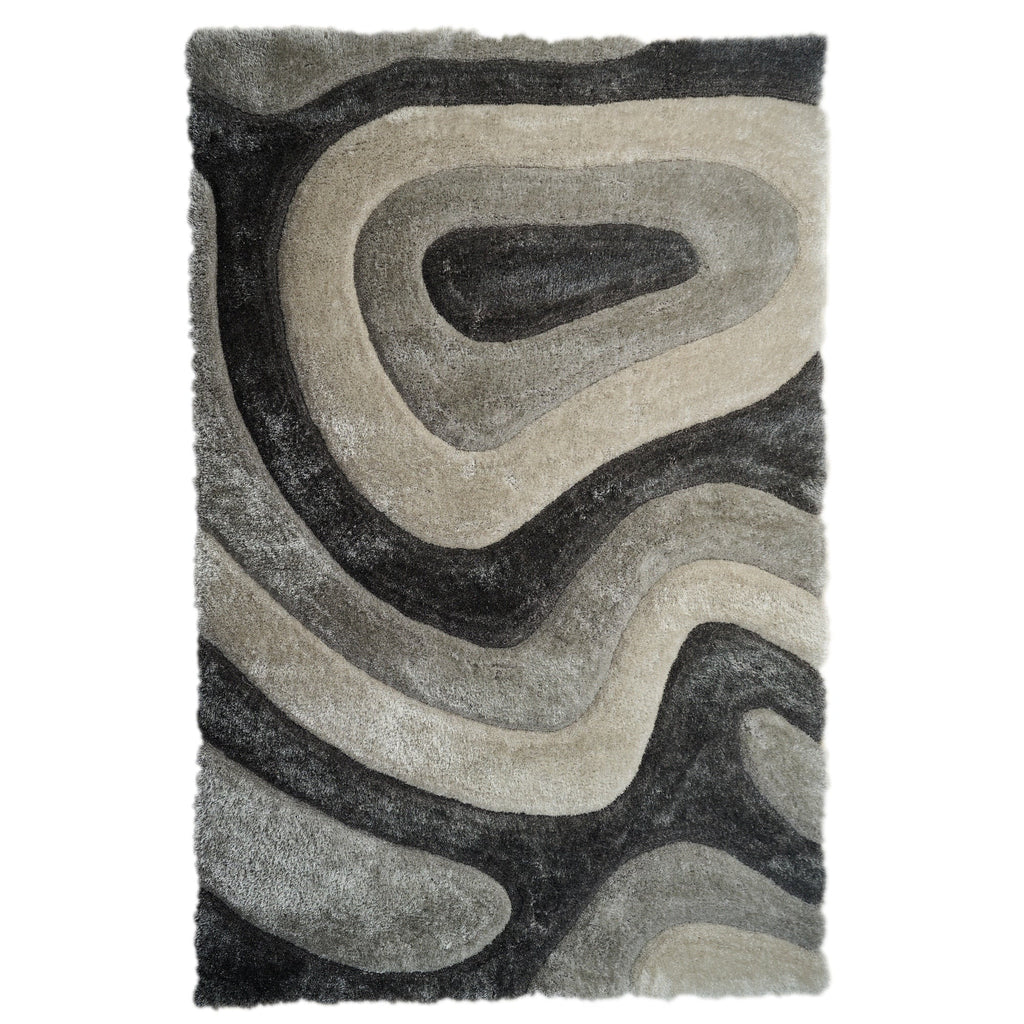 Tapis à poils longs Mateos au design abstrait