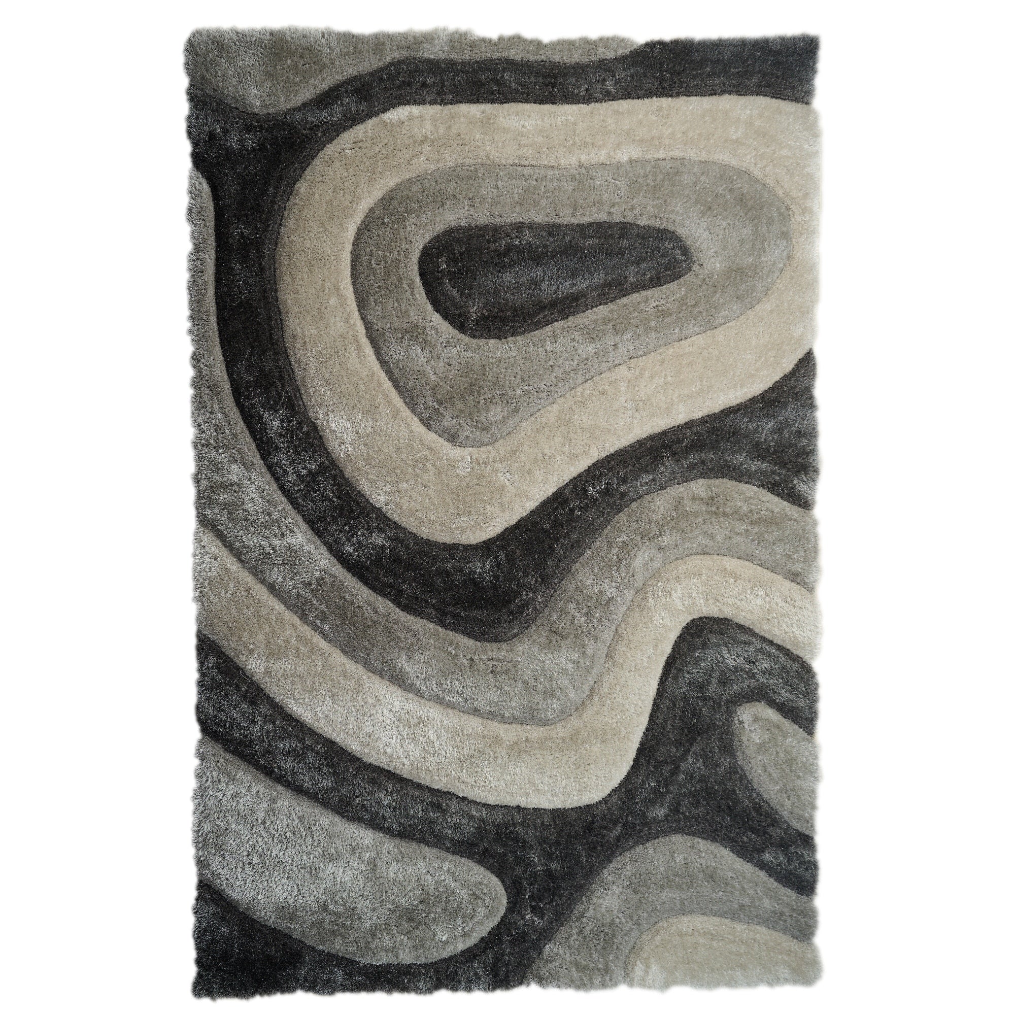 Tapis à poils longs Mateos au design abstrait