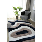 Tapis à poils longs Mateos au design abstrait