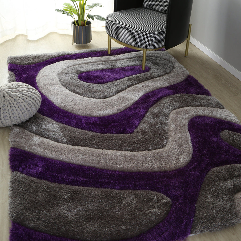 Tapis à poils longs Mateos au design abstrait