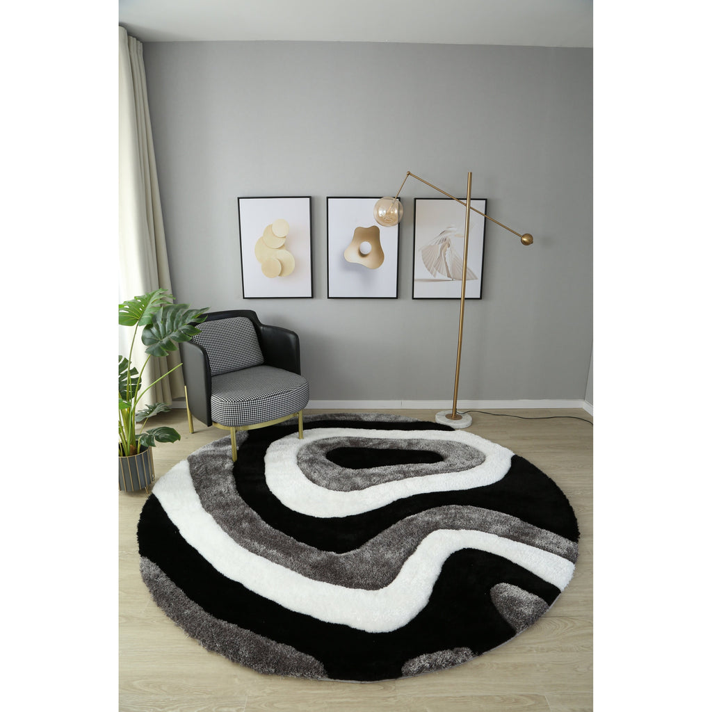 Tapis à poils longs Mateos au design abstrait
