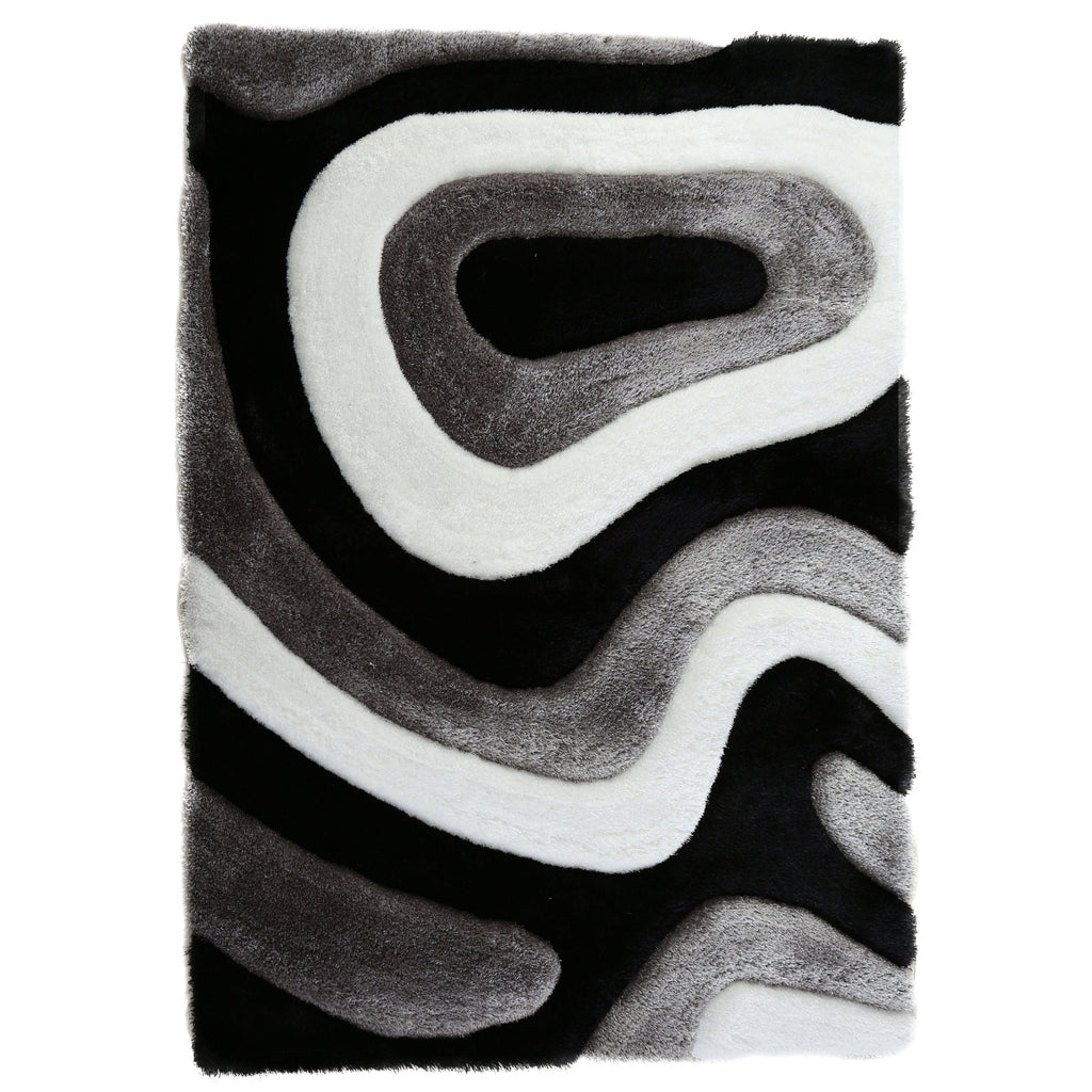 Tapis à poils longs Mateos au design abstrait