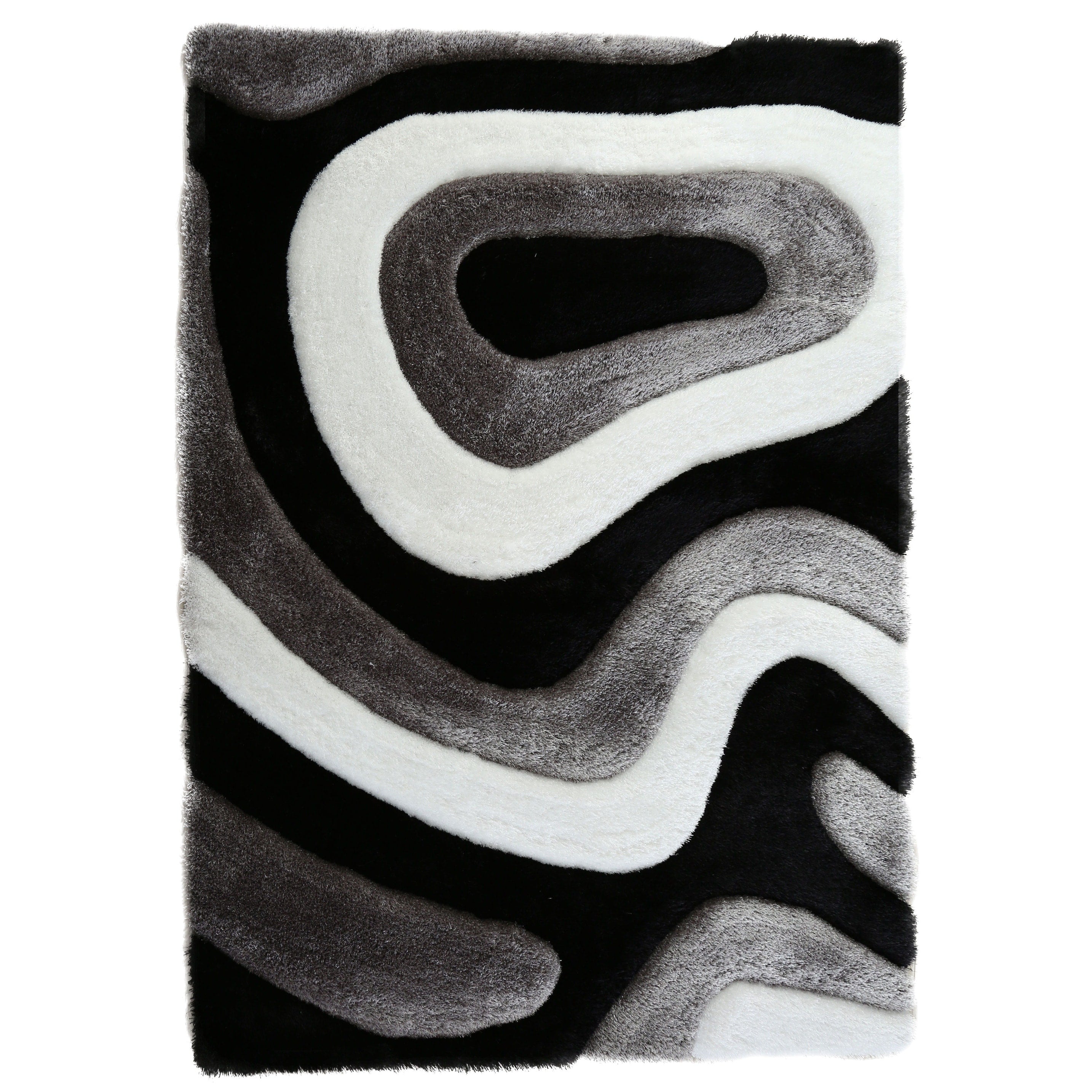 Tapis à poils longs Mateos au design abstrait