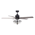 Ventilateur de plafond réversible en bois de 52 pouces, 5 pales et 3 lumières, avec télécommande