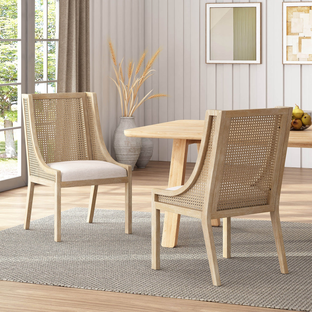 Chaises de salle à manger rembourrées en rotin et bois Maurers (lot de 2) par Christopher Knight Home