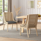 Chaises de salle à manger rembourrées en rotin et bois Maurers (lot de 2) par Christopher Knight Home