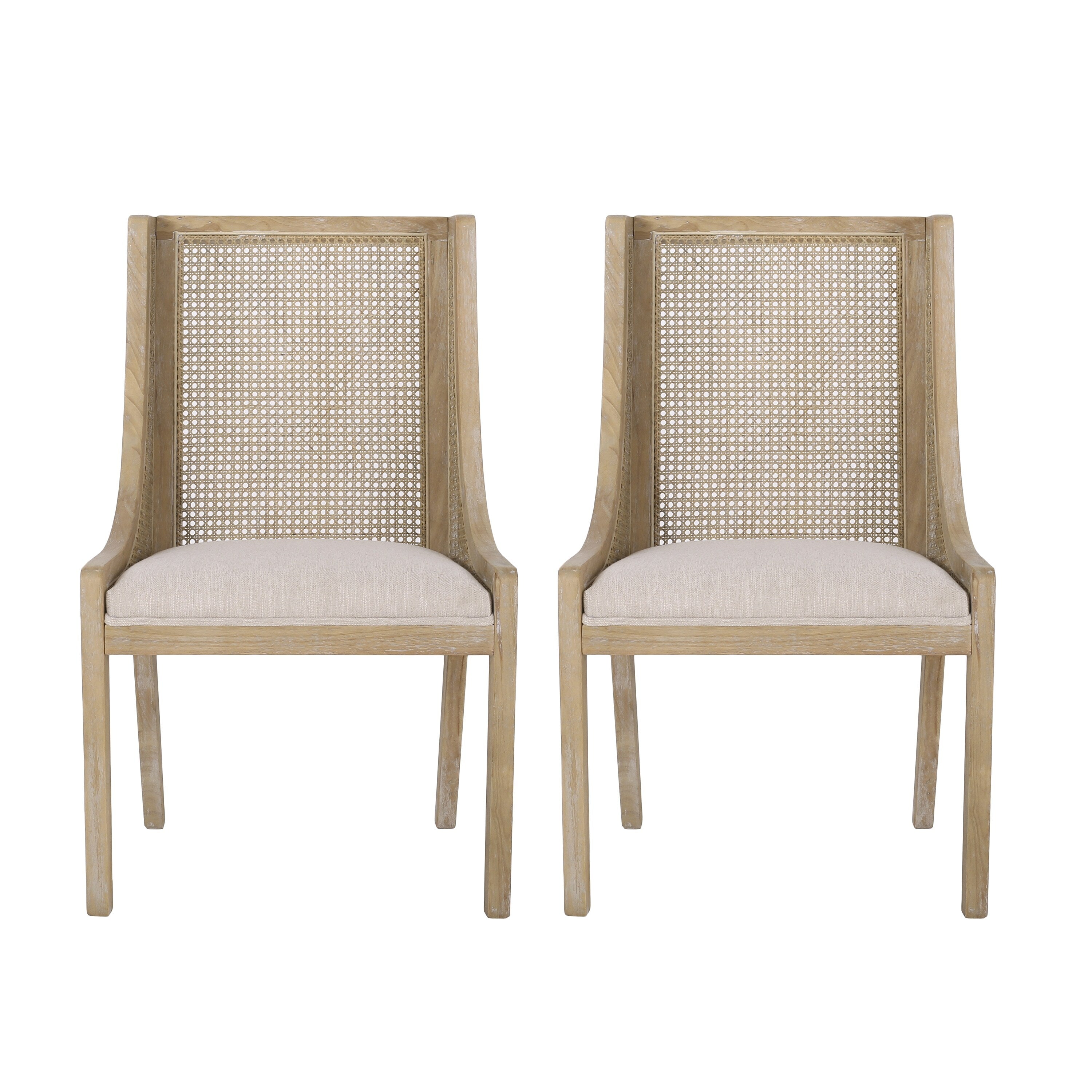 Chaises de salle à manger rembourrées en rotin et bois Maurers (lot de 2) par Christopher Knight Home