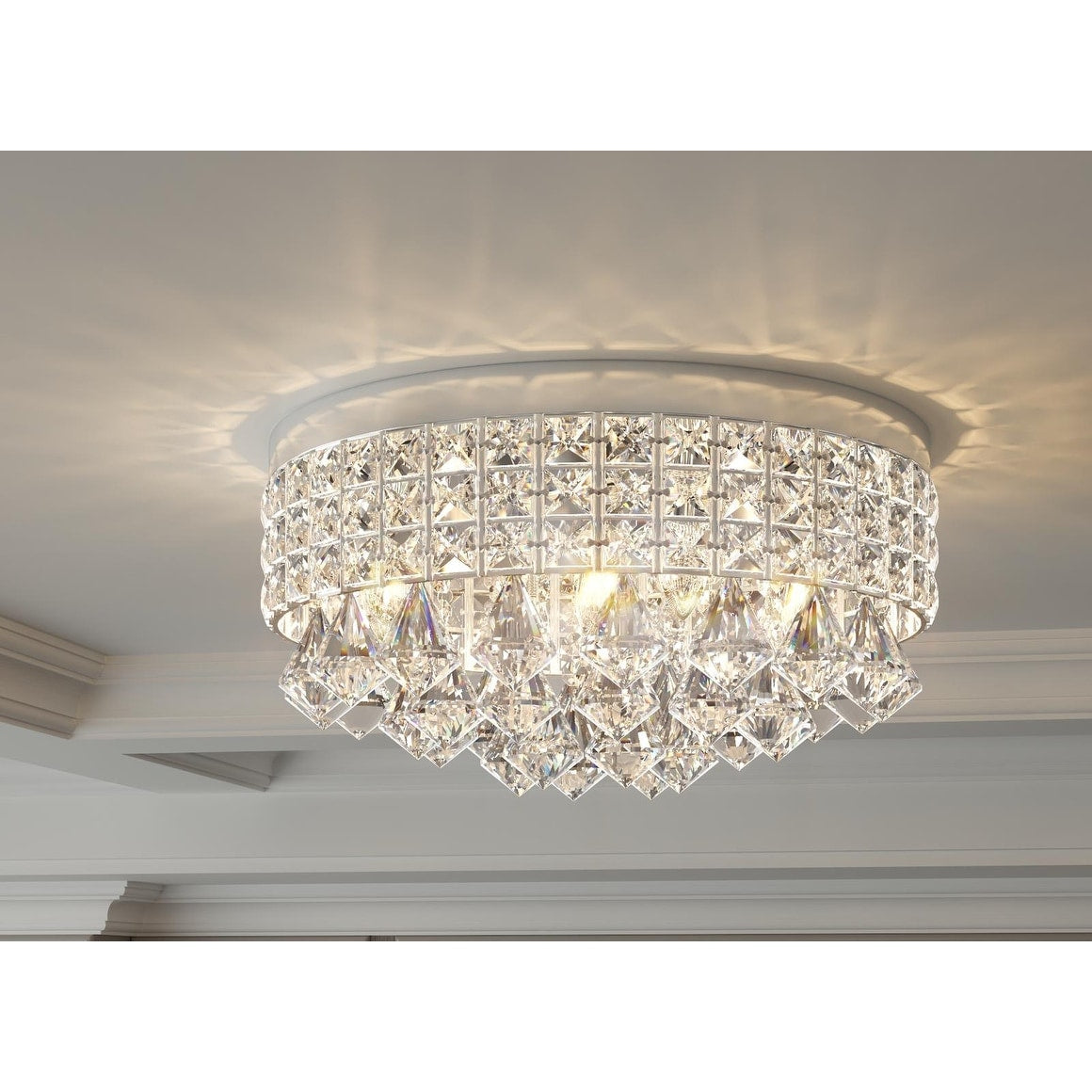 Plafonnier encastré Maxax 4 lumières en métal cristal 15 po - N/A