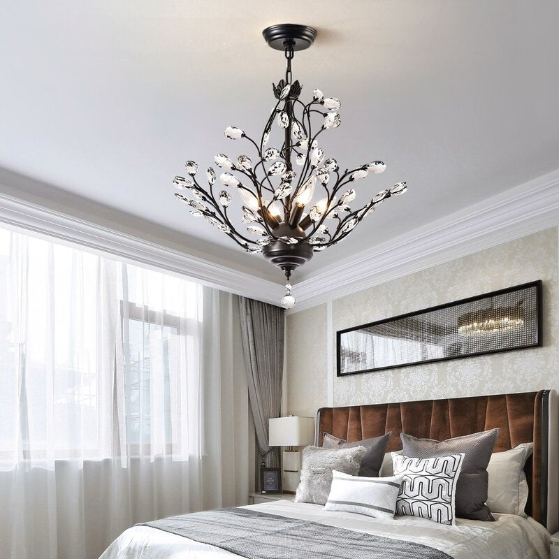 Lustre classique/traditionnel unique Maxax à 4 lumières avec accents en cristal