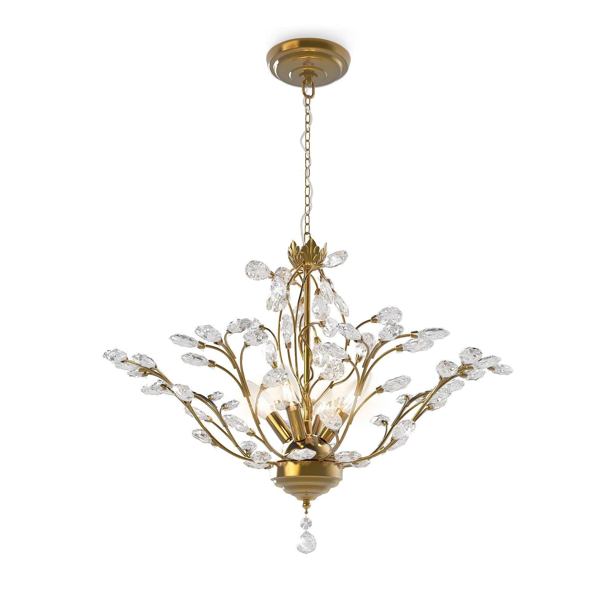 Lustre classique/traditionnel unique Maxax à 4 lumières avec accents en cristal