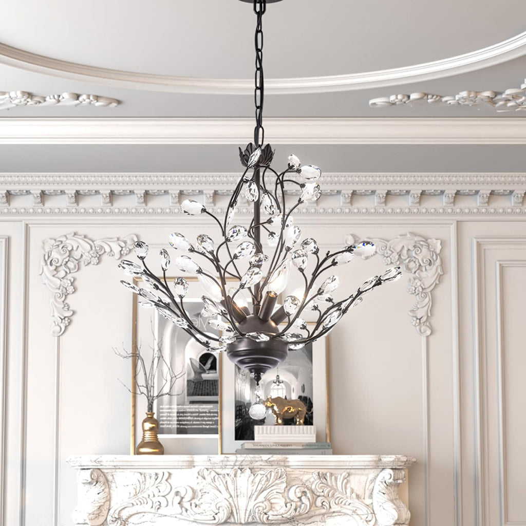 Lustre classique/traditionnel unique Maxax à 4 lumières avec accents en cristal