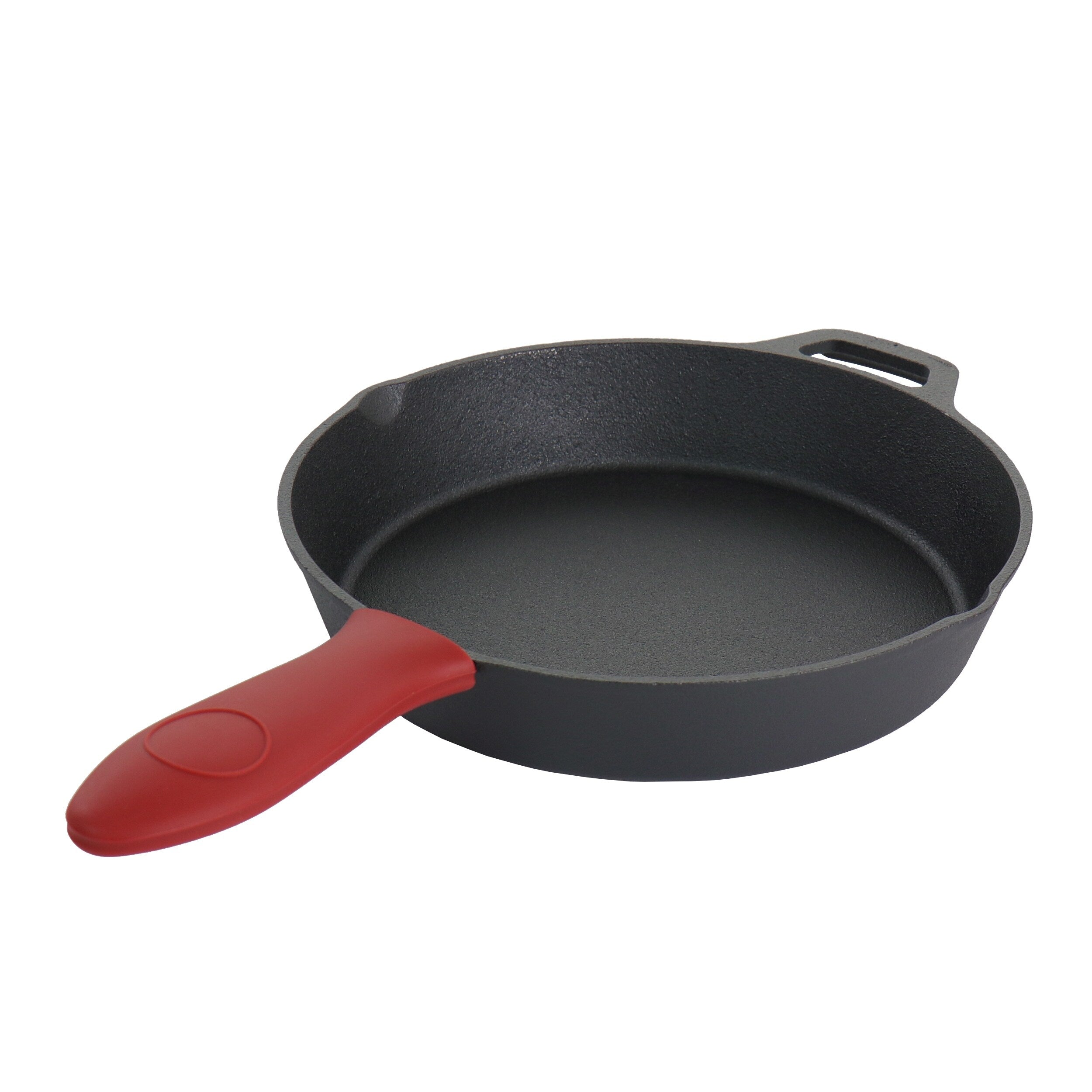 Ensemble de 6 poêles en fonte pré-assaisonnées MegaChef avec supports en silicone rouge