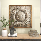 Décoration murale en métal motif tournesol floral avec détails en relief - Gris - Roche River Decor