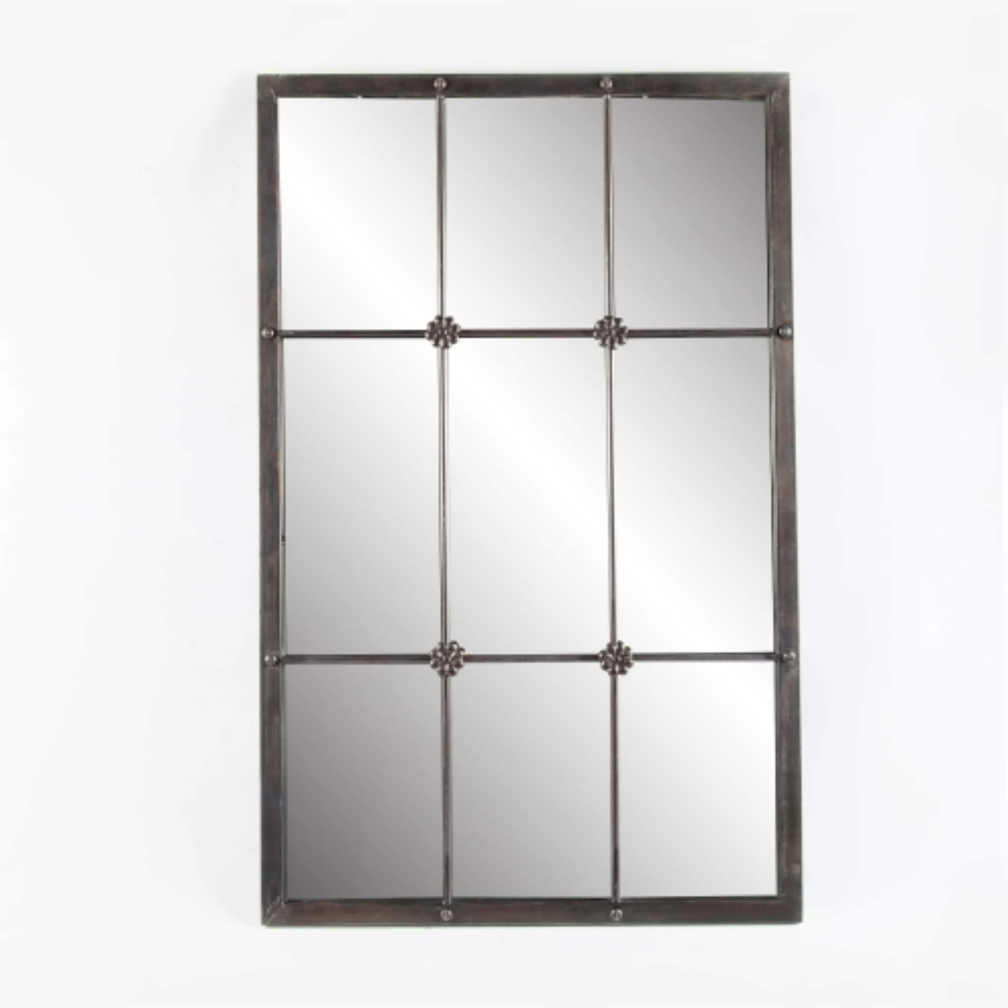 Miroir mural décoratif en métal brun rustique avec cadre en métal brun rustique - 37,75 H x 23,8 L x 1 P