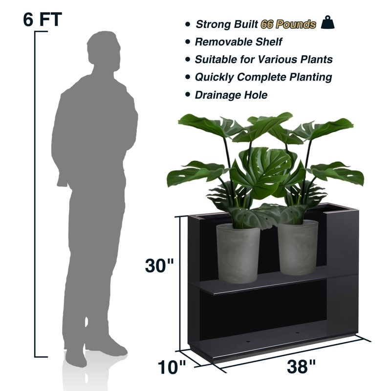 Jardinière métallique robuste pour plantes d'extérieur, 96 x 25 x 76 cm (L x l x H) - 96 x 76 x 25 cm (l x l x H)