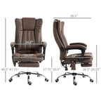 Fauteuil de bureau ergonomique de massage en microfibre, dossier haut, inclinable, chauffant, repose-pieds et télécommande