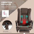 Fauteuil de bureau ergonomique de massage en microfibre, dossier haut, inclinable, chauffant, repose-pieds et télécommande