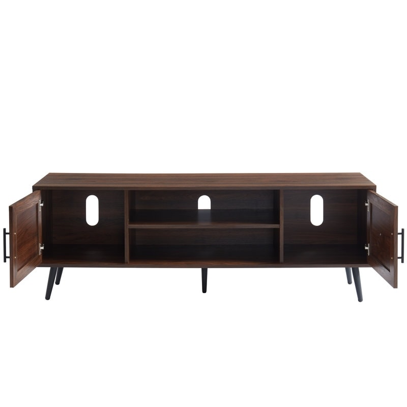 Meuble TV moderne du milieu du siècle pour téléviseurs jusqu'à 70 pouces Console multimédia de centre de divertissement - 20,5'' HX 59'' LX 15,5'' P