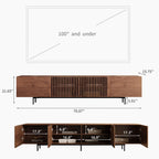 Meuble TV moderne du milieu du siècle avec 4 portes et rangements, compatible avec les téléviseurs jusqu'à 100 pouces, idéal pour le salon