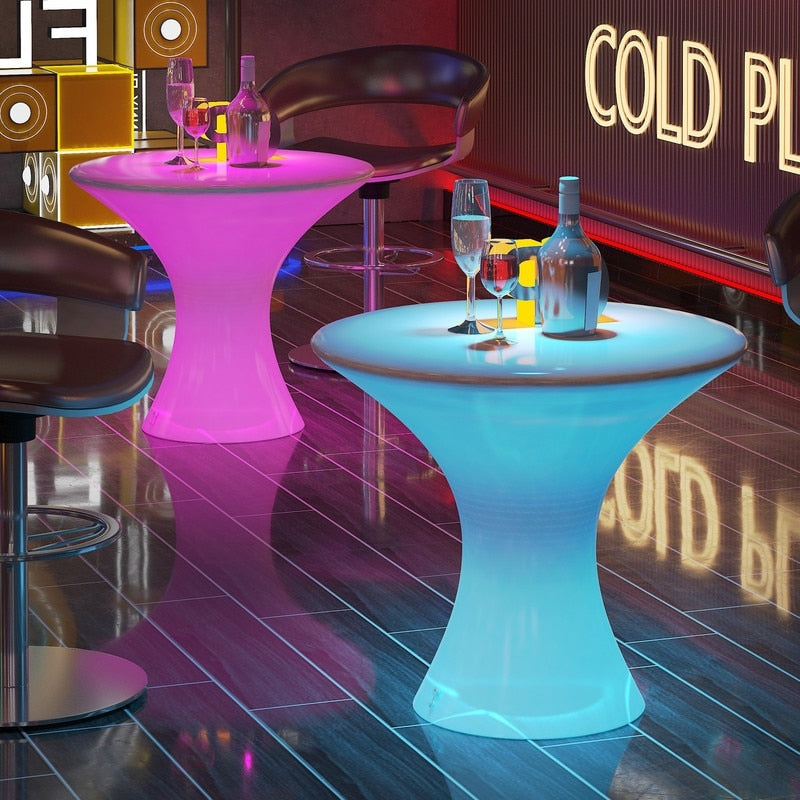 Table basse Mixoy à LED changeantes, table à vin rechargeable et sans fil, meuble d'ambiance pour terrasse, piscine