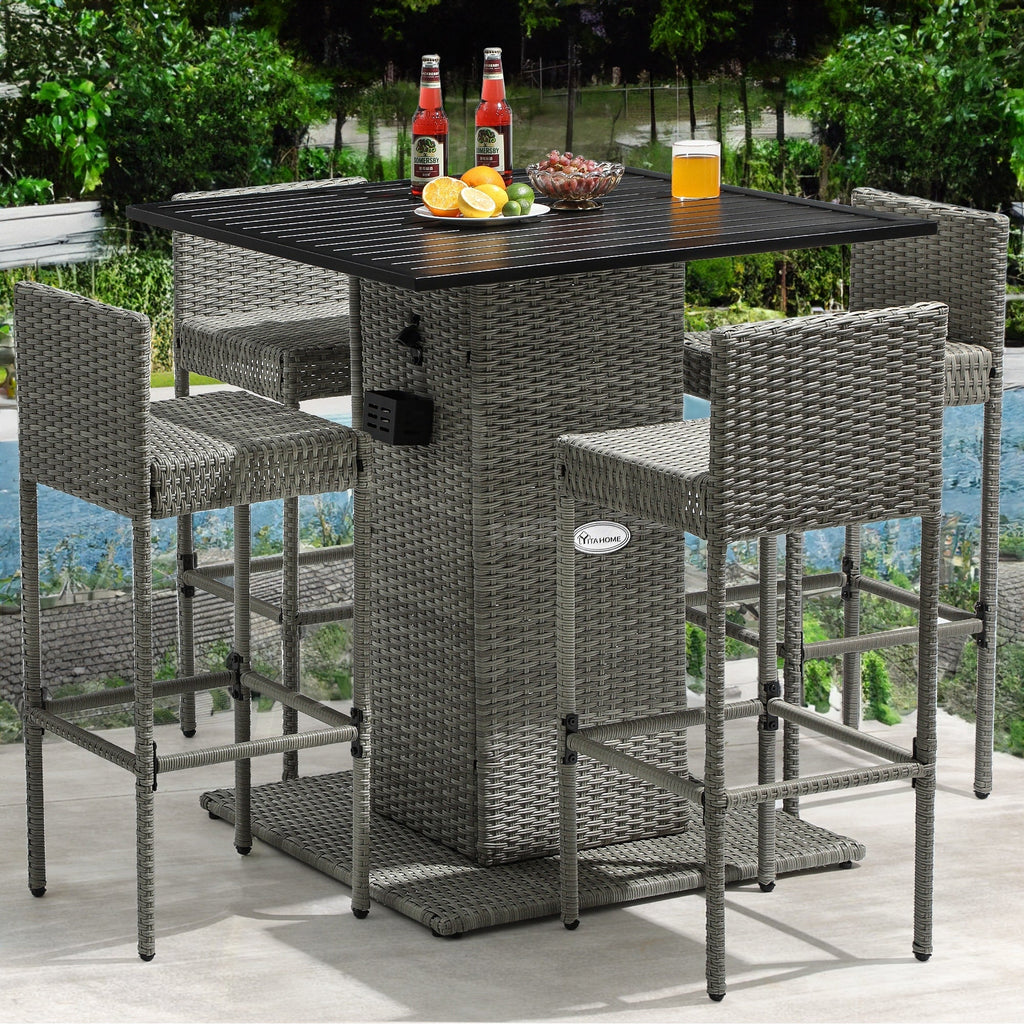 Ensemble de bar en osier pour meubles d'extérieur Moasis 5 pièces - 5 pièces