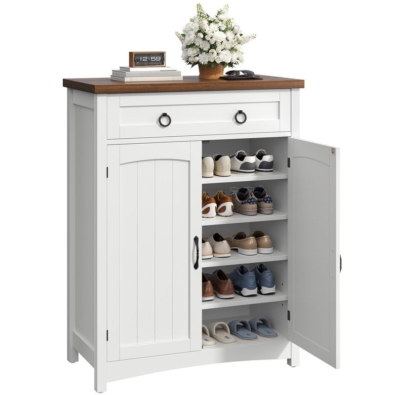 Meuble de rangement à chaussures Moasis à 5 niveaux pour 20 paires de chaussures avec portes doubles pour l'entrée