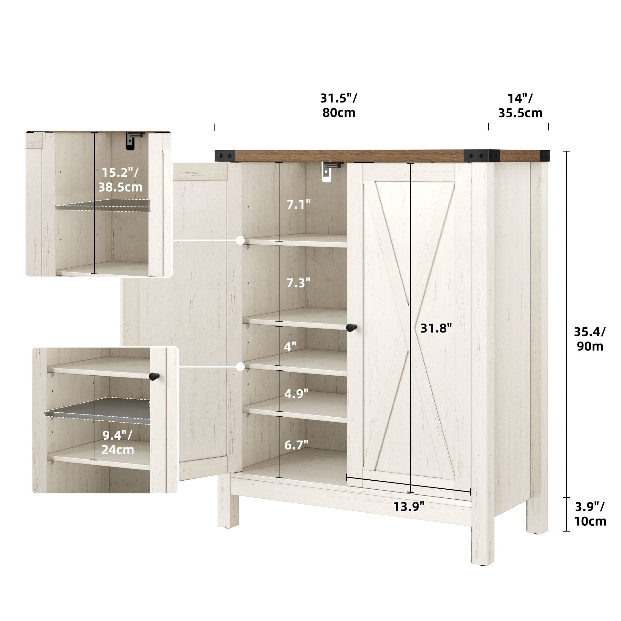 Meuble de rangement à chaussures Moasis à 5 niveaux pour 20 paires de chaussures avec portes doubles pour l'entrée