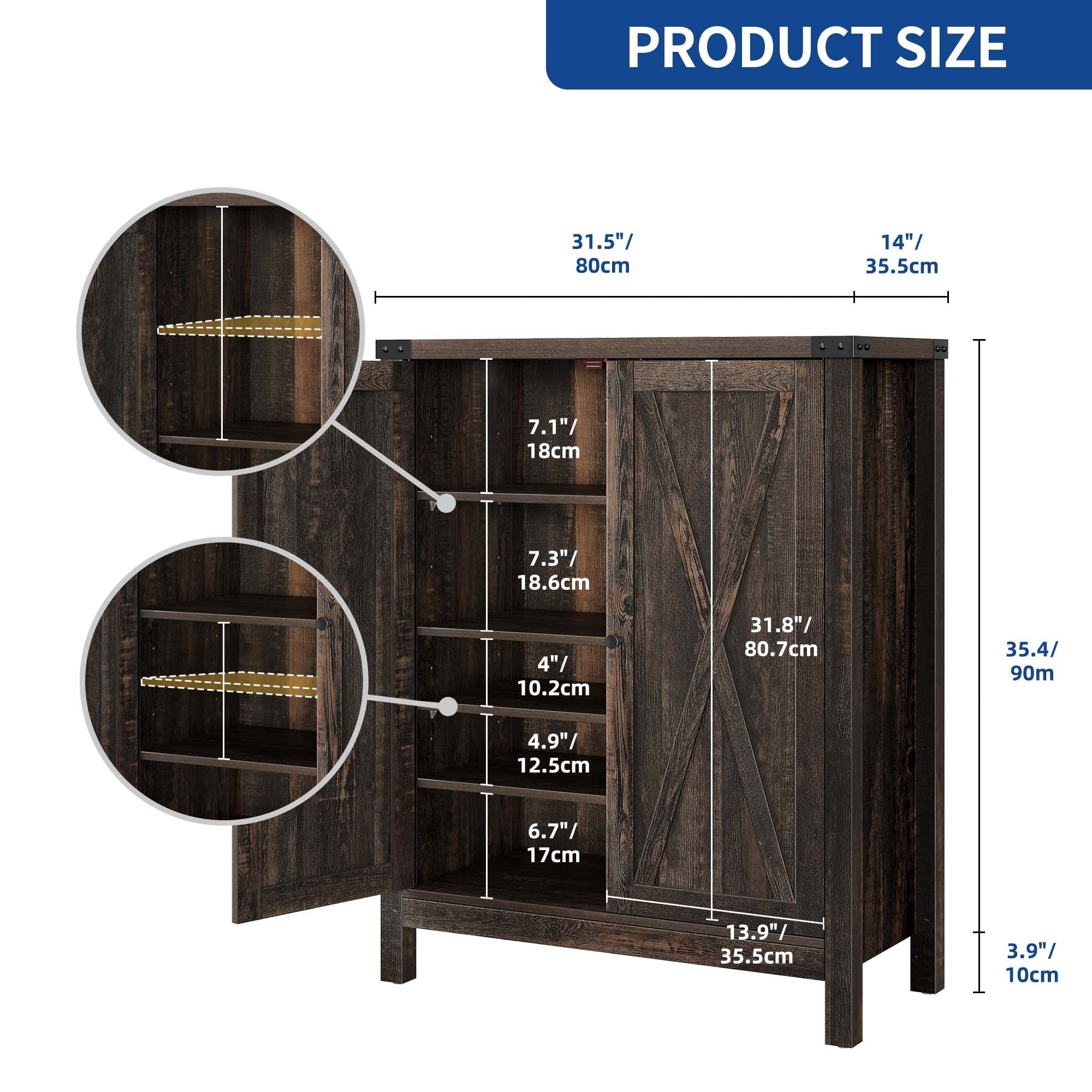 Meuble de rangement à chaussures Moasis à 5 niveaux pour 20 paires de chaussures avec portes doubles pour l'entrée