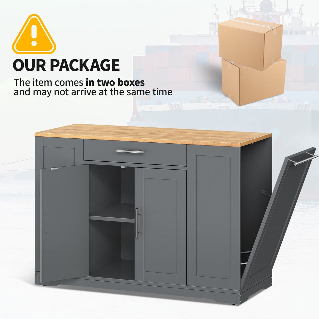 Meuble de rangement pour îlot de cuisine roulant Moasis de 53 pouces, chariot de cuisine mobile portable