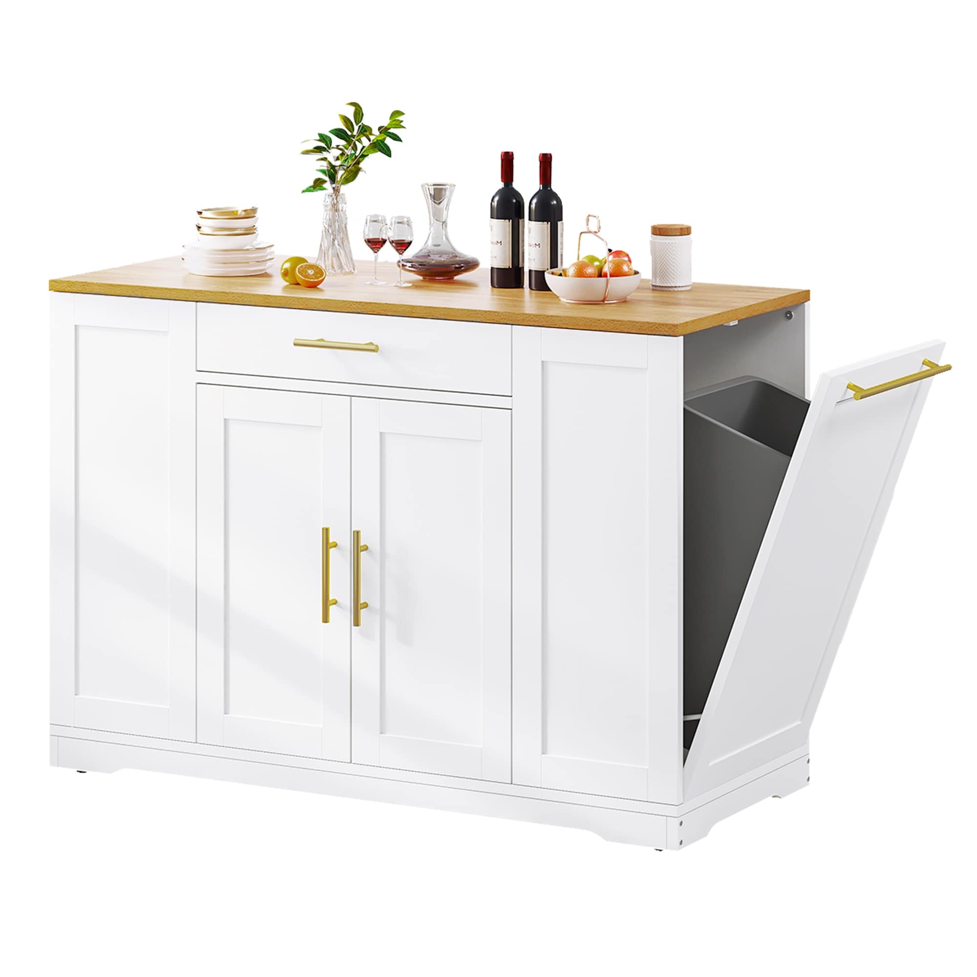 Meuble de rangement pour îlot de cuisine roulant Moasis de 53 pouces, chariot de cuisine mobile portable