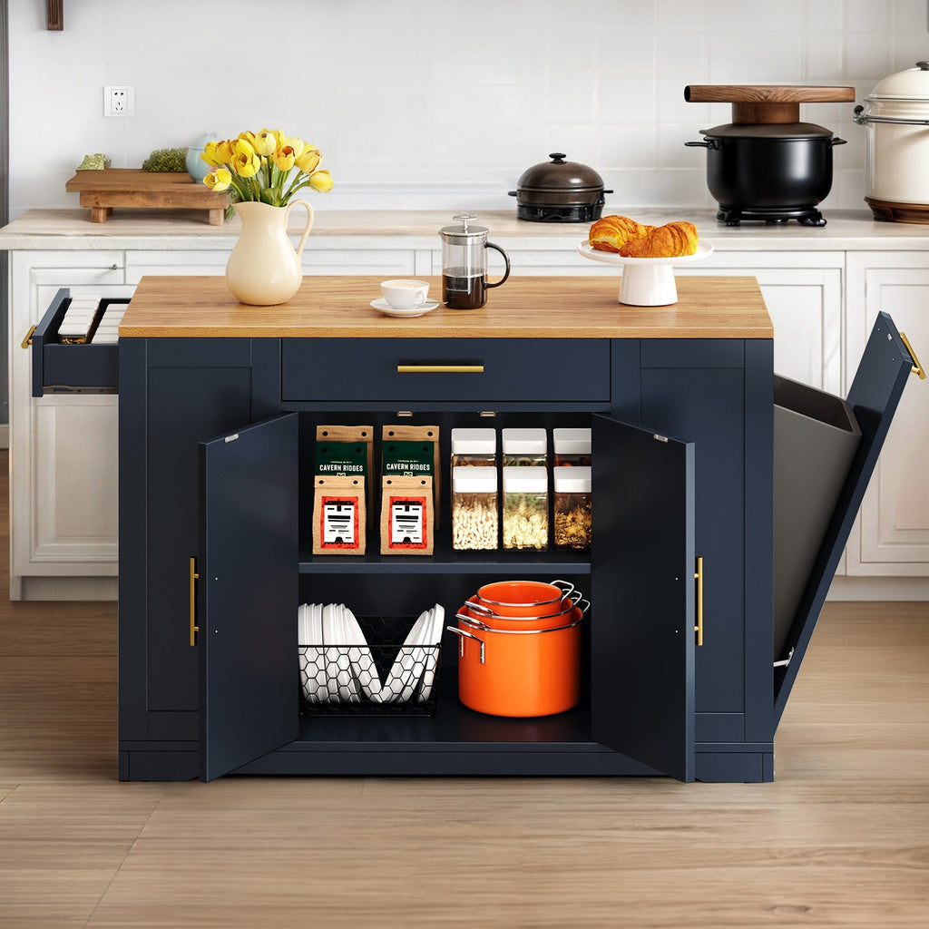 Meuble de rangement pour îlot de cuisine roulant Moasis de 53 pouces, chariot de cuisine mobile portable