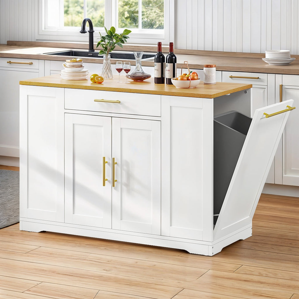 Meuble de rangement pour îlot de cuisine roulant Moasis de 53 pouces, chariot de cuisine mobile portable