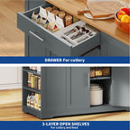 Meuble de rangement pour îlot de cuisine roulant Moasis de 53 pouces, chariot de cuisine mobile portable